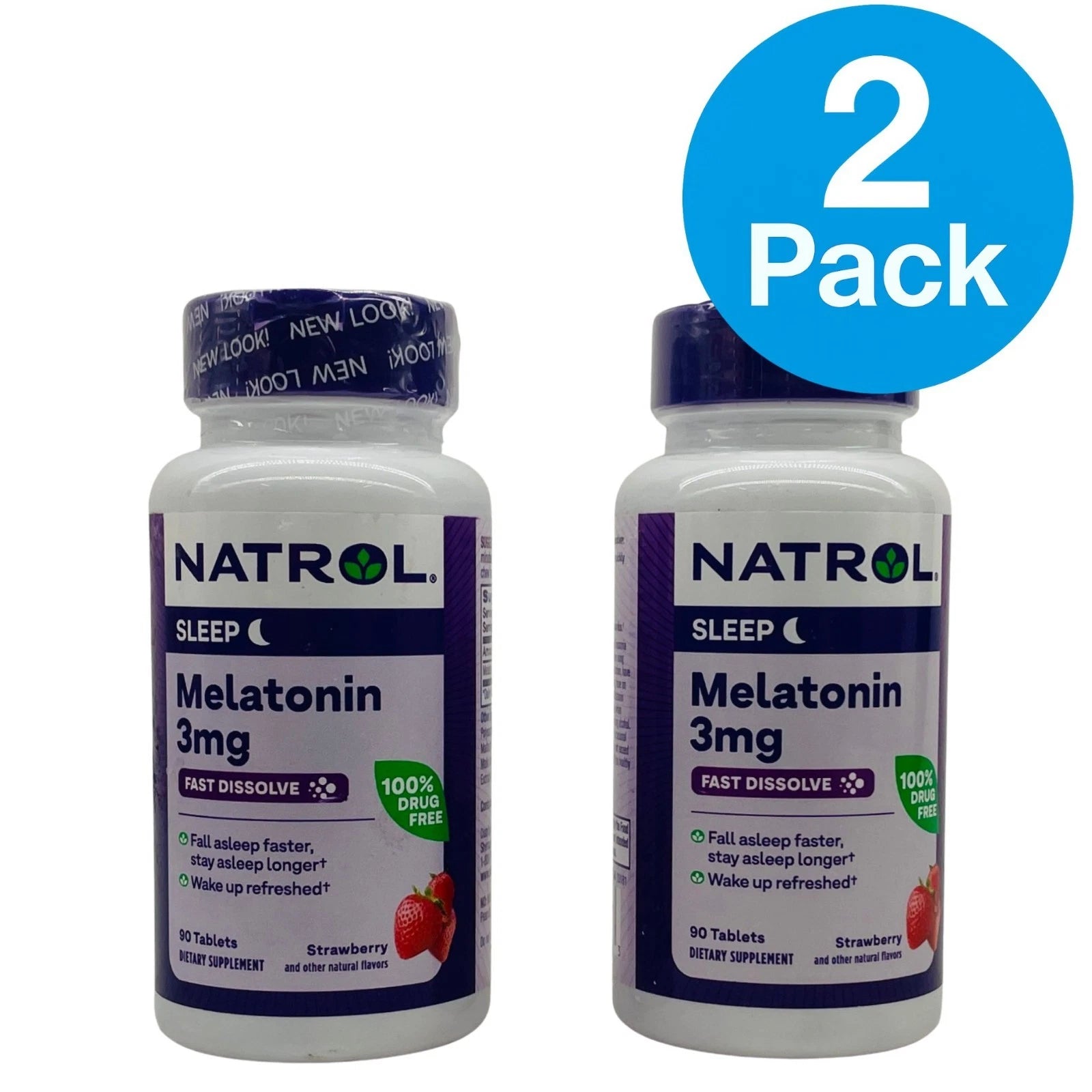 Natrol Melatonin 3mg 90ct each Fast Dissolve – 2 Pack – New 1
