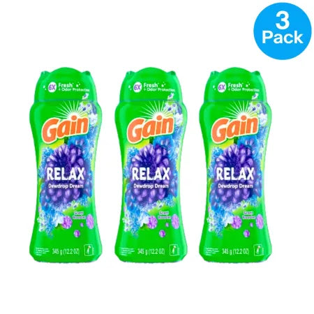 Gain Scent Booster Relax Dewdrop Dream 12.2oz 3 Pack Laundry