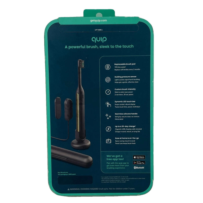 Quip Ultra Smart Sonic Toothbrush Black 1 Pack New