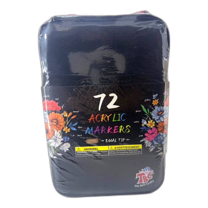 72 Acrylic Markers Dual Tip Premium Multi Surface Art Drawing Zippered Case New