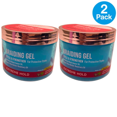 KISS Colors & Care Braiding Gel Extreme Hold Style & Strengthen 6 fl oz (2 Pack)