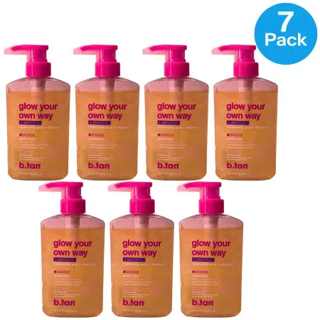 b.tan Glow Your Own Way Shimmer Self Tan Gel Hyaluronic Acid 16oz 7 Pack