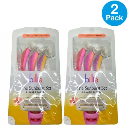 Billie The Sunburst Set 3-Blade Disposable Razors with Aloe Soap 2 Pack Bundle