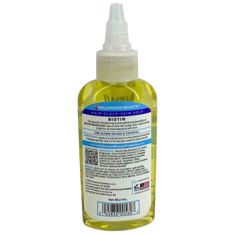 Hollywood Beauty Biotin 100% Natural Oil Blend Hair Scalp & Skin Care 2 fl oz