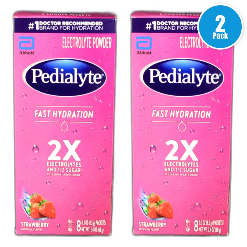 Pedialyte Fast Hydration Electrolyte Powder Strawberry Exp 12/26 Pack of 2 New