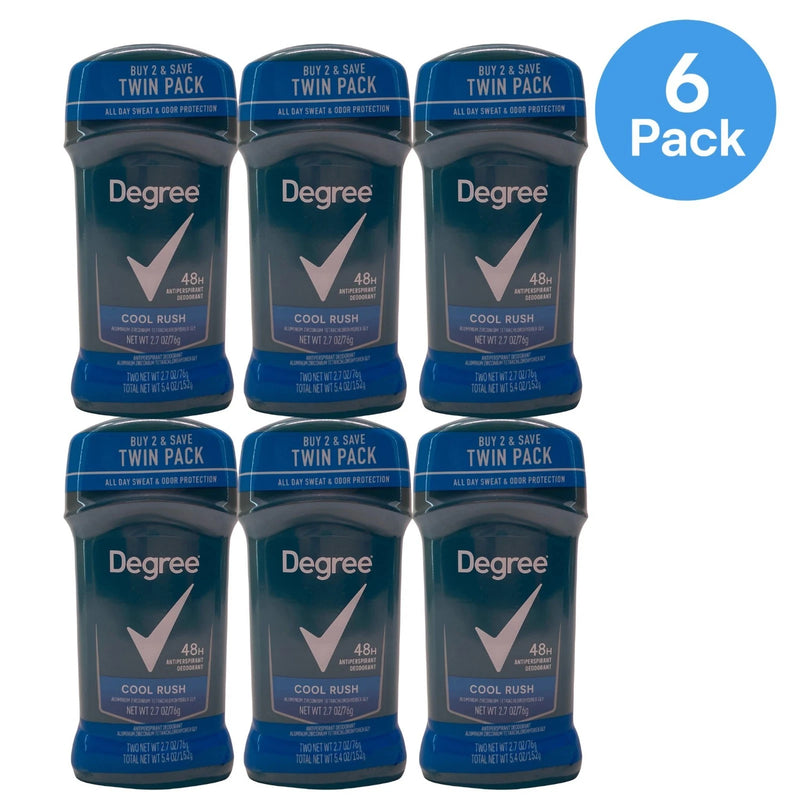 Degree Men Cool Rush 48H Antiperspirant 2.7 oz Twin Pack -6 PACK (12 Count) New