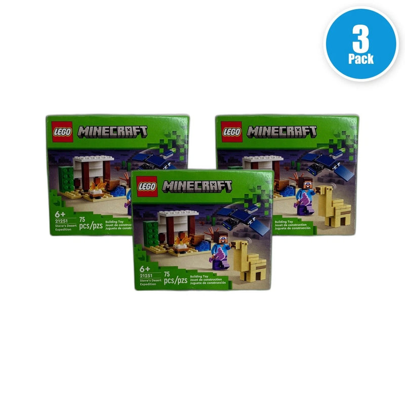 LEGO 21251 Minecraft Steve's Building Set Box 75 Each 225 Total Pack of 3 New