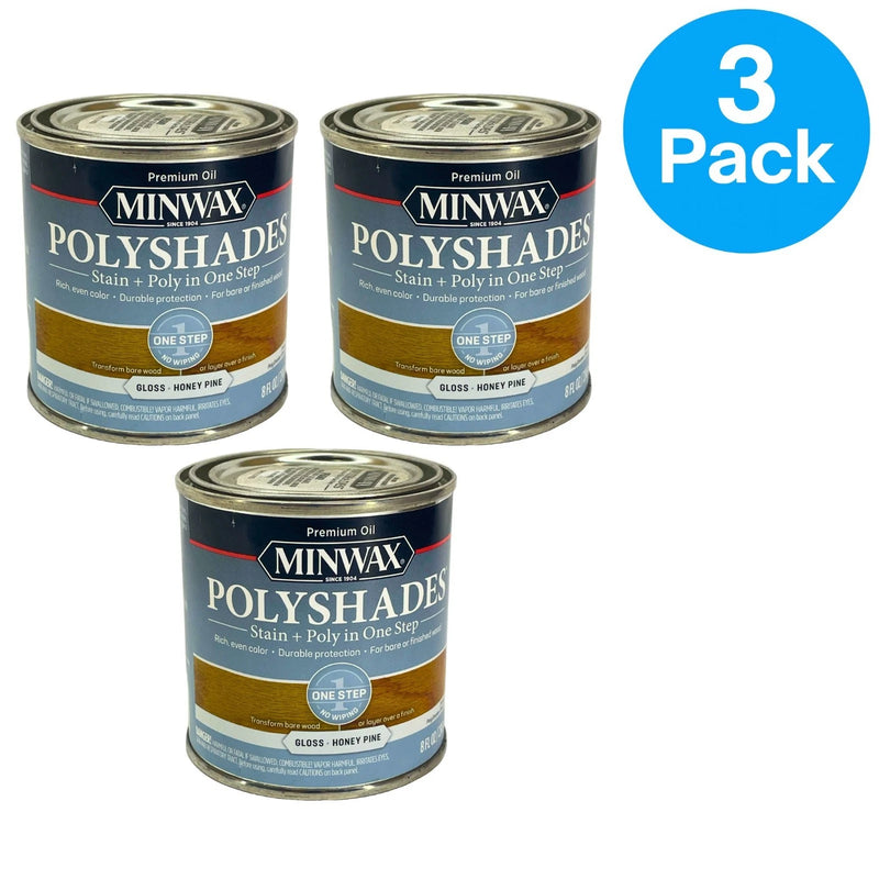 Minwax Polyshades Honey Pine Gloss - Stain & Poly in One Step - 8oz - 3 Pack