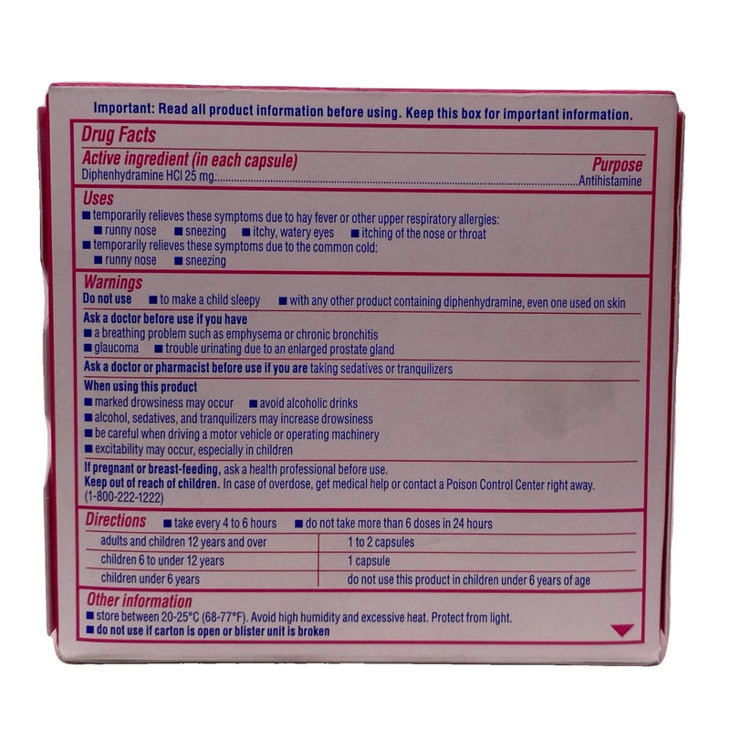 Benadryl Allergy Liqui-Gels 25 mg 24 Capsules 2 Pack Exp 05/27 New