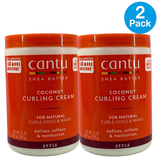 Cantu Shea Butter Coconut Curling Cream Defines Softens & Moisturizes 25 oz 2 P