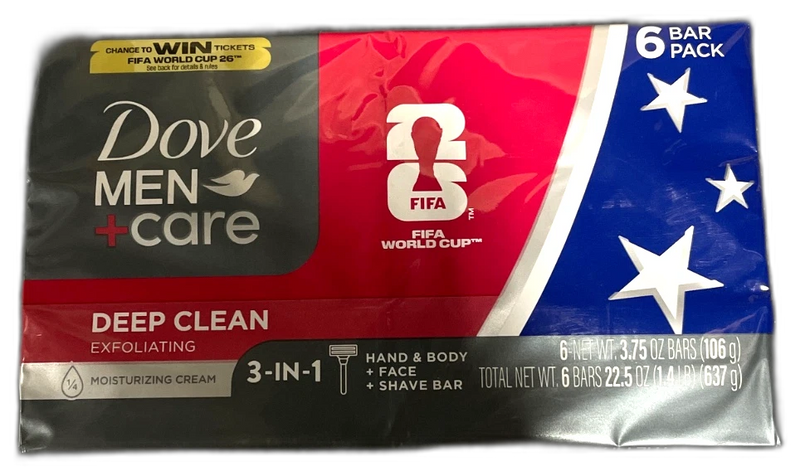 Dove Men+Care 6 Bar Pack Deep Clean Exfoliating 3.75oz Pack of 5 New
