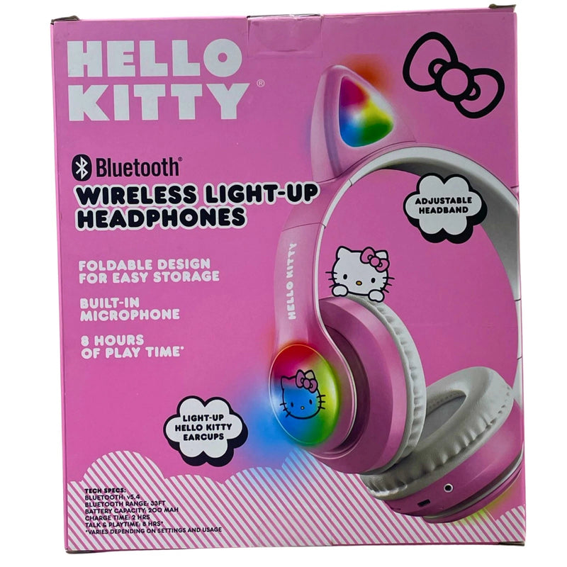 Hello Kitty Bluetooth Wireless Light-Up Over-Ear Headphones Pink Foldable 1 Pack