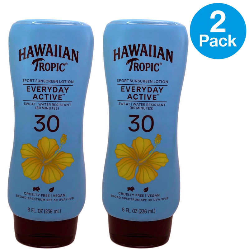 Hawaiian Tropic Everyday Active Sport Sunscreen Lotion SPF 30 8 fl oz 2 Pack New