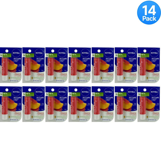 NIVEA Peach Tinted Lip Balm 0.17 oz 14 Pack New