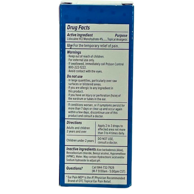 Eosera Ear Pain MD Relief Drops 4% Lidocaine Maximum Strength 0.42 OZ 4 Pack New