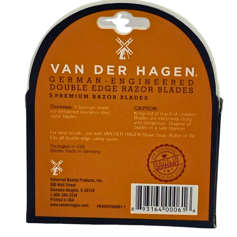 Van Der Hagen German Engineered Double Edge Stainless Steel Razor Blades 5 Count