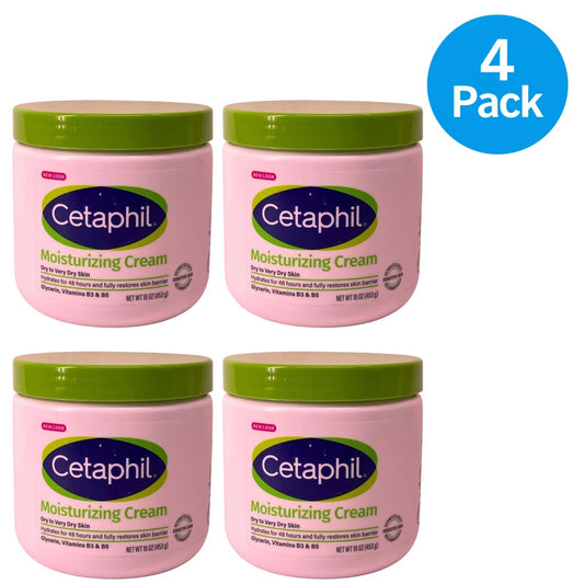 Cetaphil Moisturizing Cream for Dry to Very Dry Skin 16 oz - 4 Pack Bundle