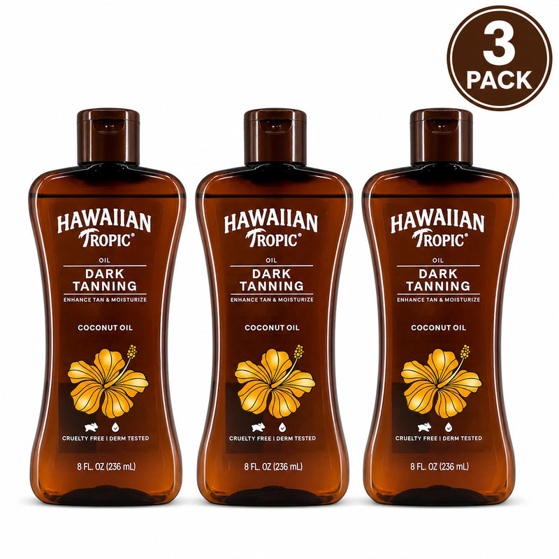 Hawaiian Tropic Dark Tanning Oil with Coconut Oil and Cocoa Butter 8 fl oz 3 Pk