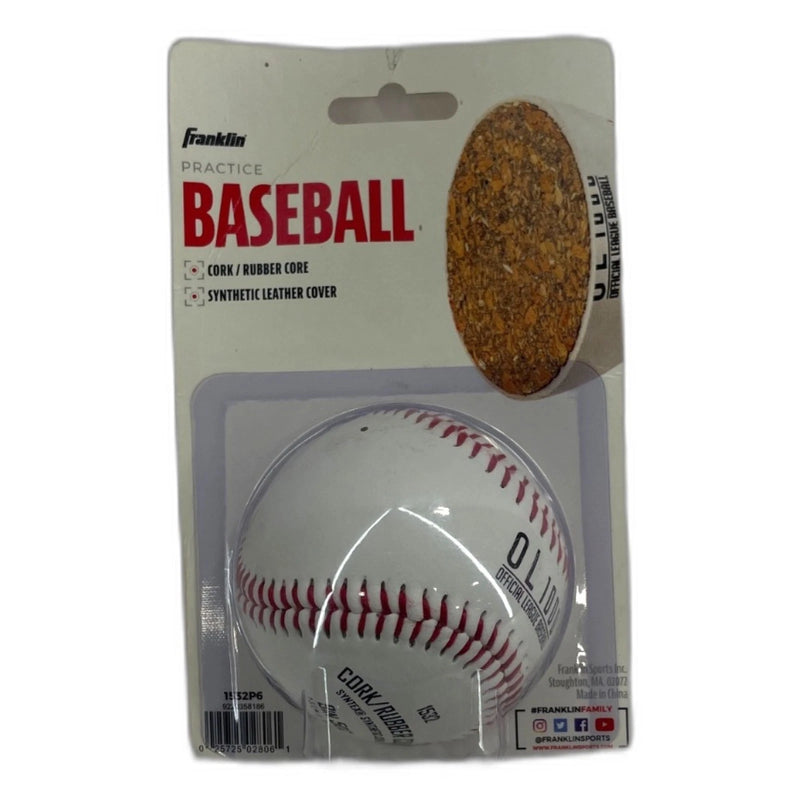 Franklin Practice Baseball Official Size OL1000 Cork Rubber Pack of 5 New