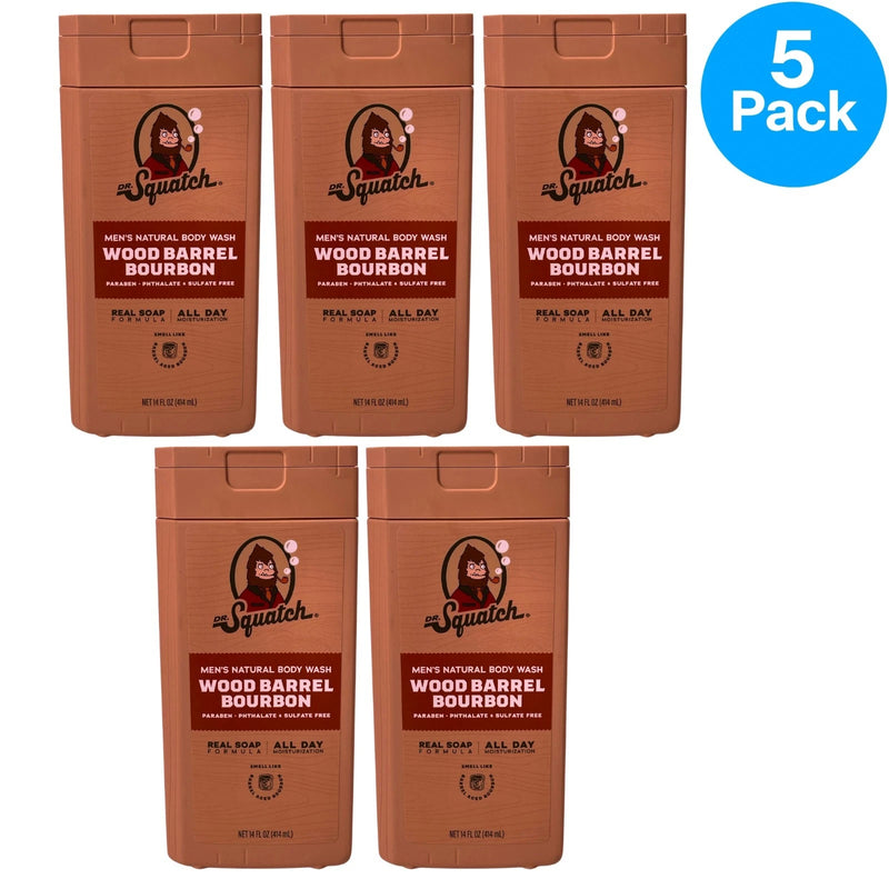Dr. Squatch Wood Barrel Bourbon Men's Natural Body Wash Real Soap All Day Moistu