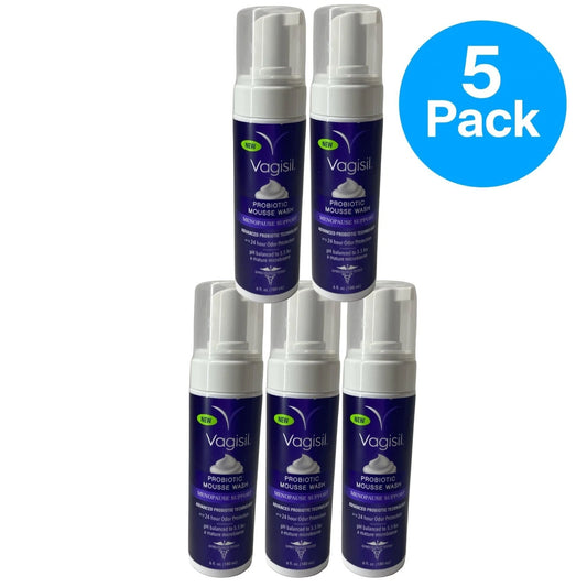 Vagisil Probiotic Mousse Wash Menopause Support 6 fl oz 5 Pack New