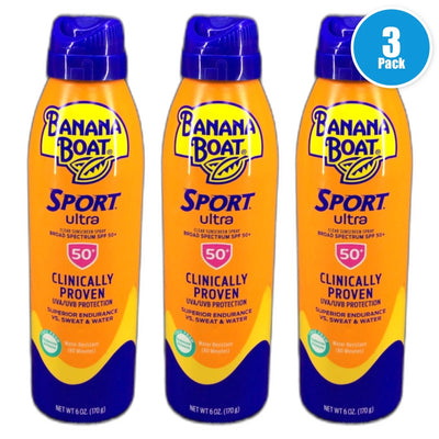 Banana Boat Sport Ultra Clear SPF 50 Sunscreen Spray 6oz Exp 12/26 Pack of 3 New