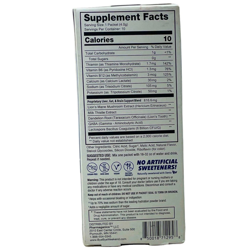 Bye-Bye Weekend Bloating Gut Recovery Hydration Lemonade 10 Packets 2 Pack New