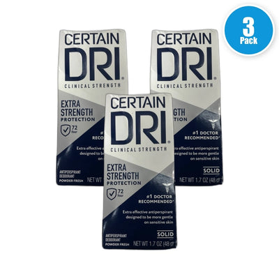 Certain Dri Solid Stick Antiperspirant Deodorant Exp 07/27 Pack of 3 New