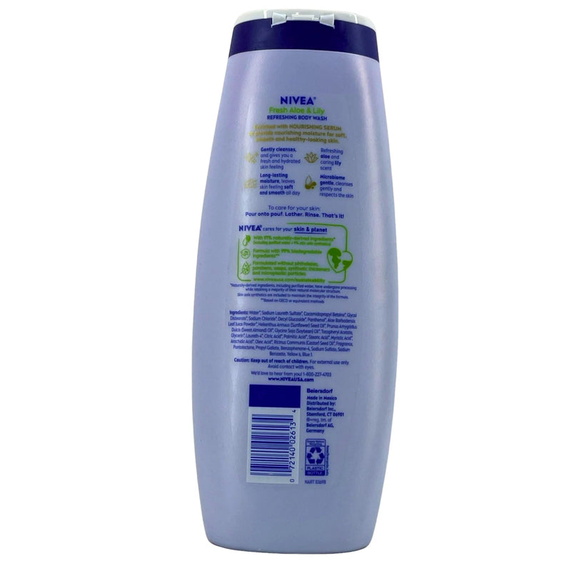 NIVEA Fresh Aloe & Lily Refreshing Body Wash Nourishing Serum 20fl oz 3 Pack New