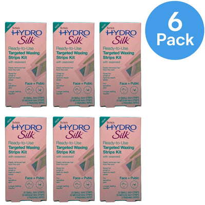 Schick Hydro Silk Targeted Waxing Strips Kit Face & Pubic 44 Count 6 Pack New