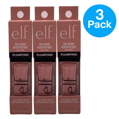 e.l.f. Glow Reviver Plumping Lip Oil 0.25 Fl Oz 3 Pack New