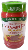Nature's Truth Vitamin D3 Gummies Count Peach 120 Total Exp 09/27 Pack of 2 New