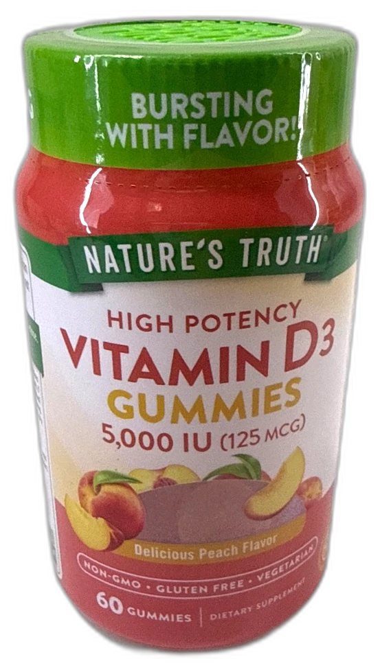 Nature's Truth Vitamin D3 Gummies Count Peach 120 Total Exp 09/27 Pack of 2 New