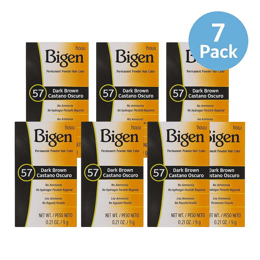 Bigen Permanent Powder Hair Color Dark Brown 57 (0.21oz) 7 Pack New 1