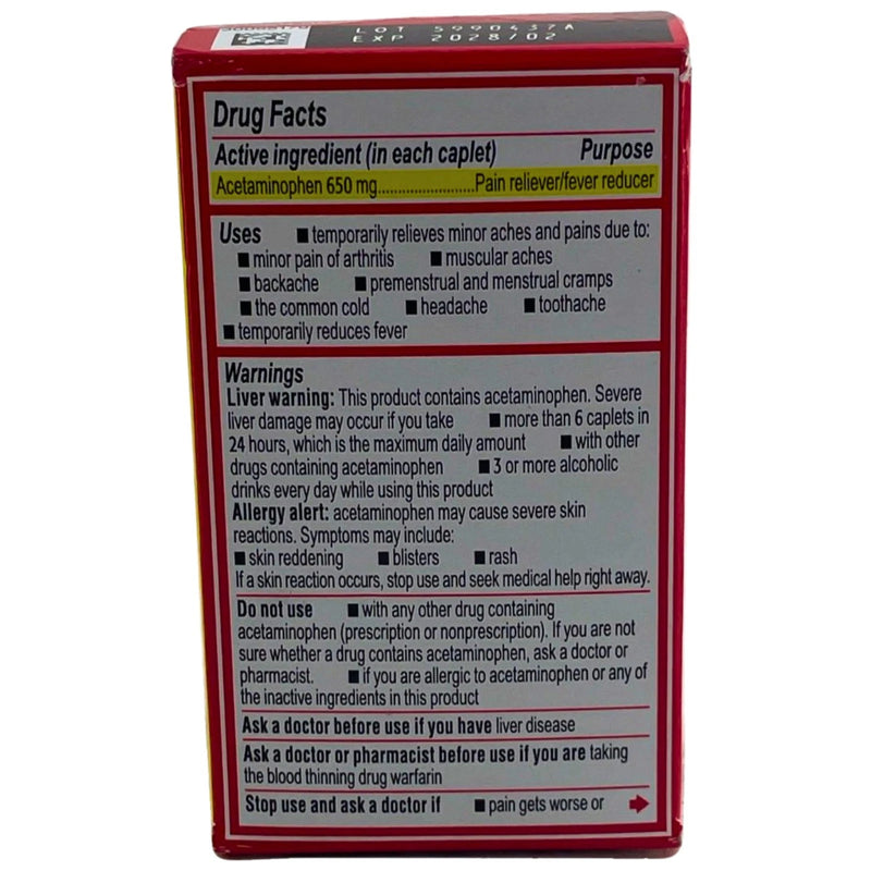 Tylenol 8 HR Arthritis Pain Extended-Release Caplets 650 mg 24 Ct Exp 02/28 3 P