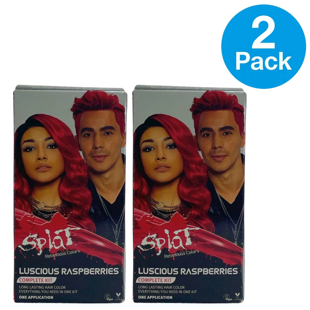 Splat Luscious Raspberries Complete Hair Color Kit Semi-Permanent 2 Pack Bundle