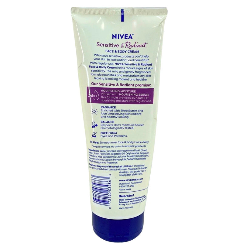 NIVEA Sensitive and Radiant Face and Body Cream 6.8oz 3 Pack New