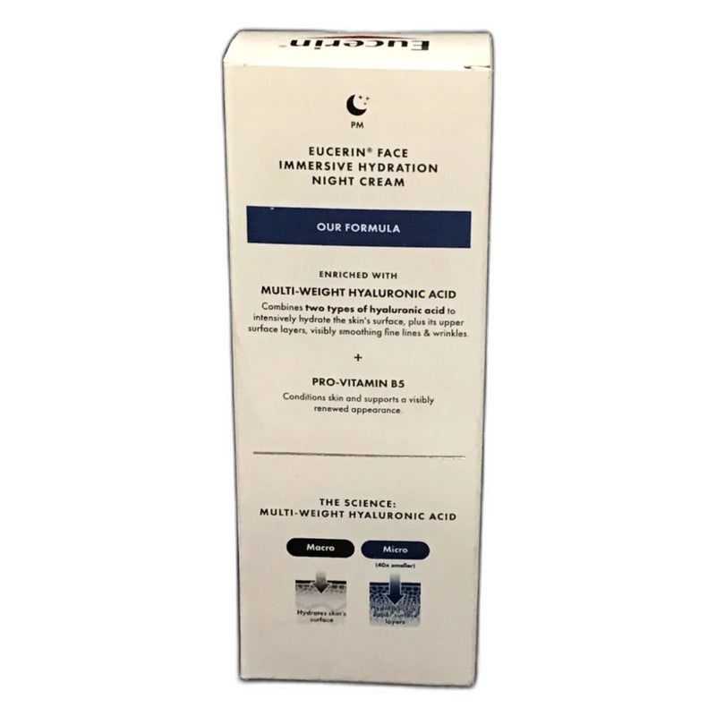 Eucerin Face Immersive Hydration PM Night Cream 2.5oz Overnight Pack of 2 New
