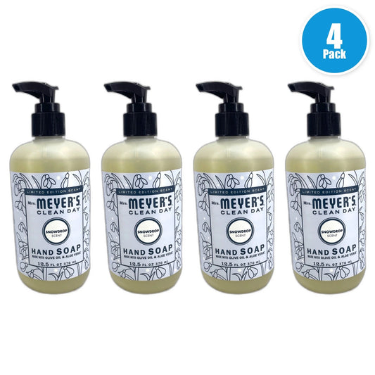 Mrs. Meyer's Clean Day Organic Snowdrop Liquid Hand Soap 12.5oz Pack of 4 New
