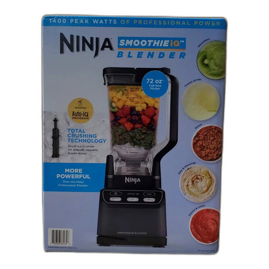 Ninja SMOOTHIEiQ 1400PW Blender 72oz XL Pitcher Auto-iQ Preset Black New