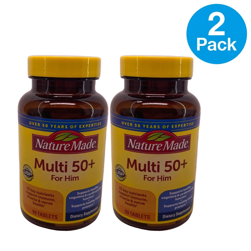 Nature Made Multi 50+ For Him 90 Tablets Men's Multivitamin 2 Pack New Exp 08/27