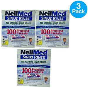 NeilMed Sinus Rinse All Natural Saline Nasal Irrigation Packets 100 Ct 3 Pack
