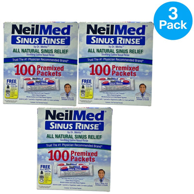 NeilMed Sinus Rinse All Natural Saline Nasal Irrigation Packets 100 Ct 3 Pack