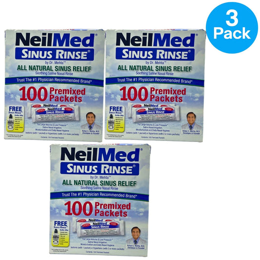 NeilMed Sinus Rinse All Natural Saline Nasal Irrigation Packets 100 Ct 3 Pack