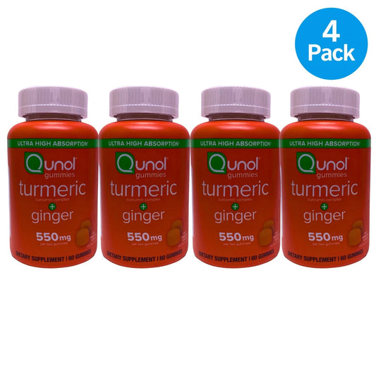 Qunol Turmeric Curcumin Complex + Ginger 550 mg Gummies Rich Tangerine Flavor