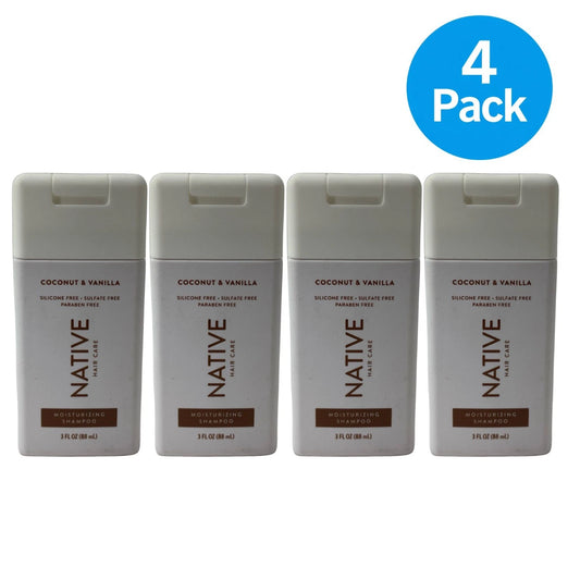 Native Coconut & Vanilla Moisturizing Shampoo 3 fl oz 4 Pack New