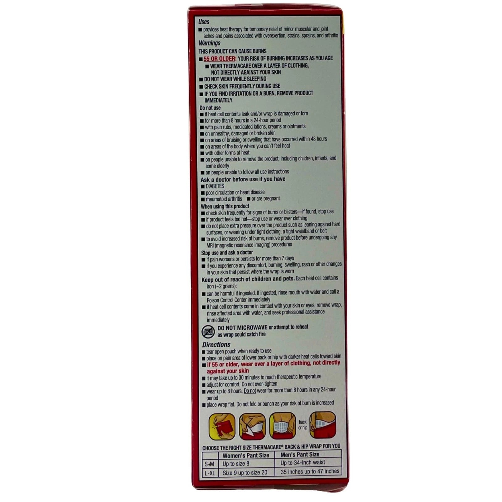 ThermaCare Back Pain Therapy Heatwraps L-XL 3 Wraps 3 Pack New Exp 2028-01-31 3