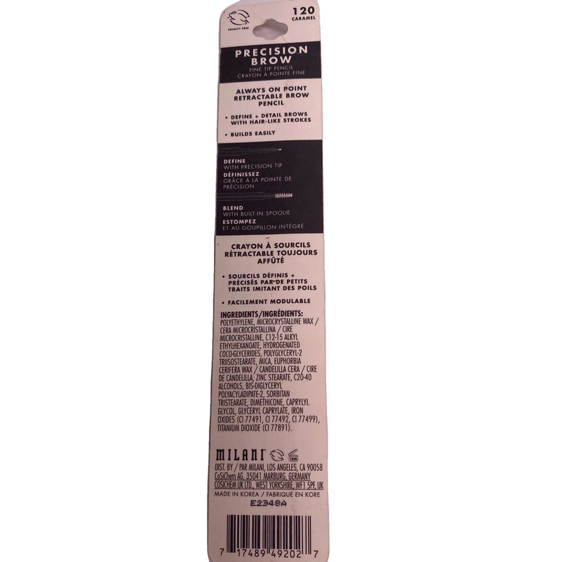 Milani Precision Brow Pencil 120 Caramel Ultra-Fine Eyebrow Pencil 6 Pack