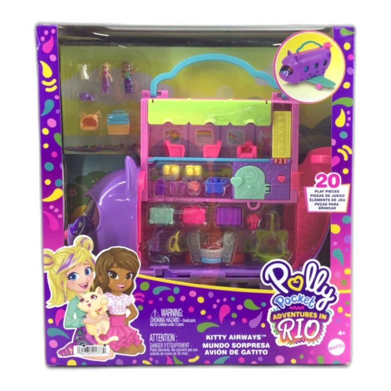 Polly Pocket Kitty Airways Airplane Playset Micro Dolls Pet Compact New