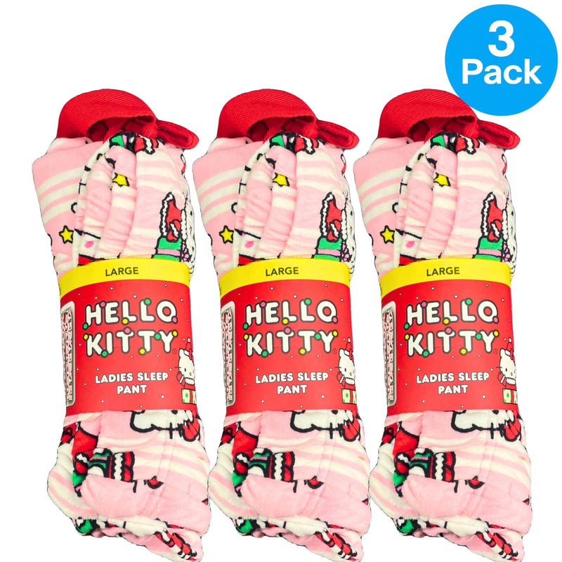 Hello Kitty Sanrio Holiday Fleece Ladies Sleep Pant Pink Size Large 3 Pack